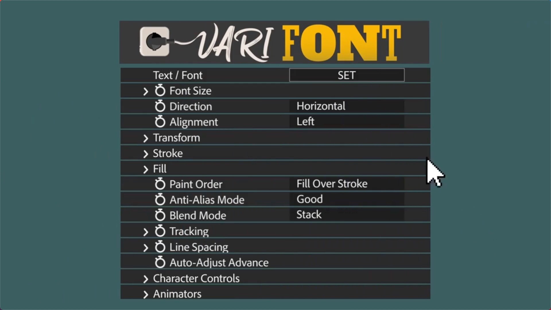 AE插件:VariFont for Mac(字体控制变换工具)