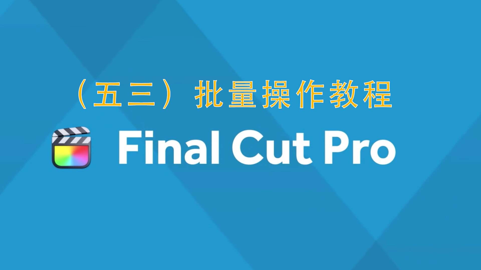 Final Cut Pro中文新手教程(53) 批量操作教程