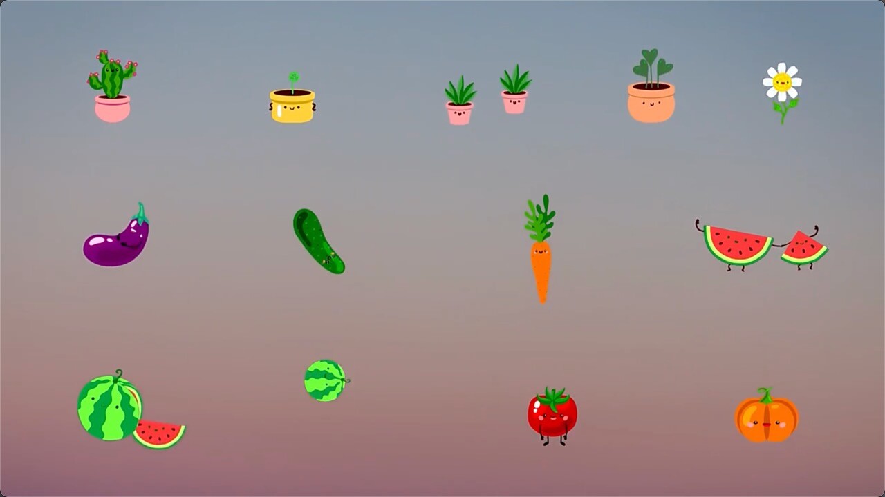 FCPX插件:25个可爱卡通彩色表情图形贴纸动画Nature Emoji Stickers Animations
