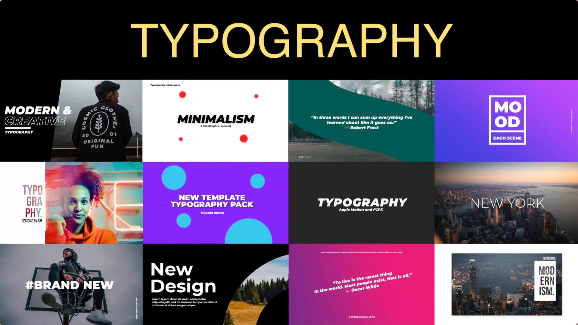 FCPX插件：时尚文字标题图片字幕排版动画 Typography Slides