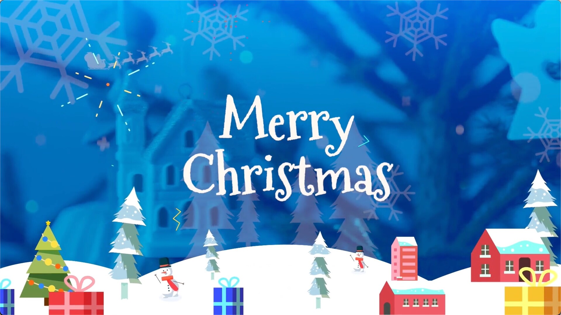 FCPX模板：卡通圣诞节照片视频包装片头Merry Christmas Slideshow