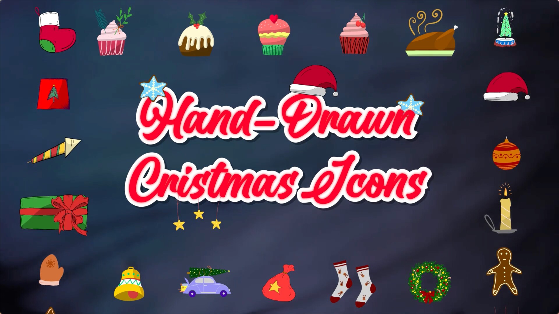手绘圣诞元素图标fcpx插件Hand Drawn Christmas Icons for Mac