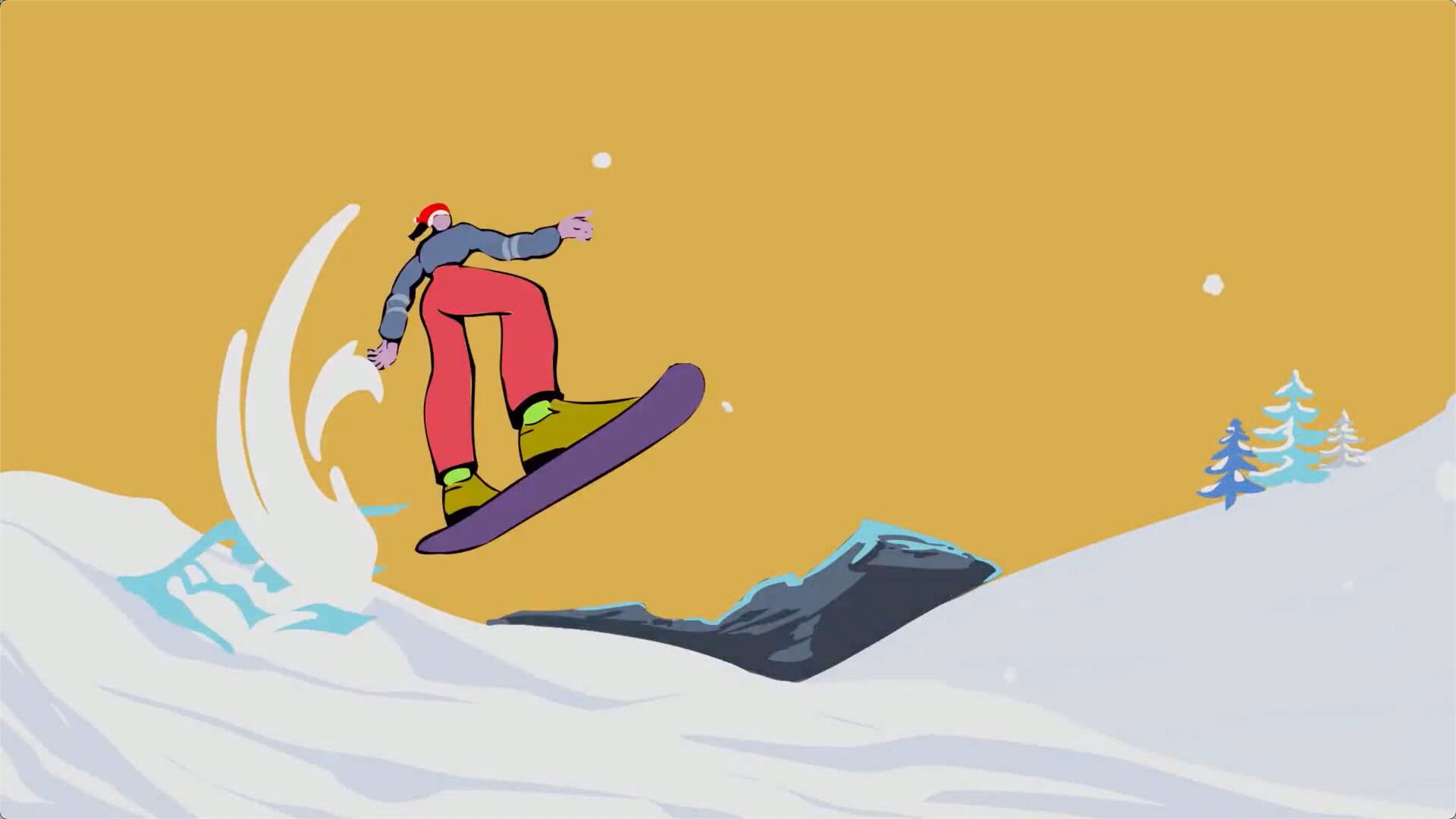 卡通滑雪图标展示fcpx插件Snowboard Logo Pack
