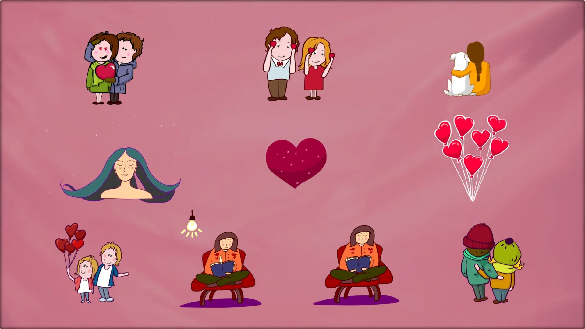 FCPX插件卡通人物动画模板Love Lyric Animations 