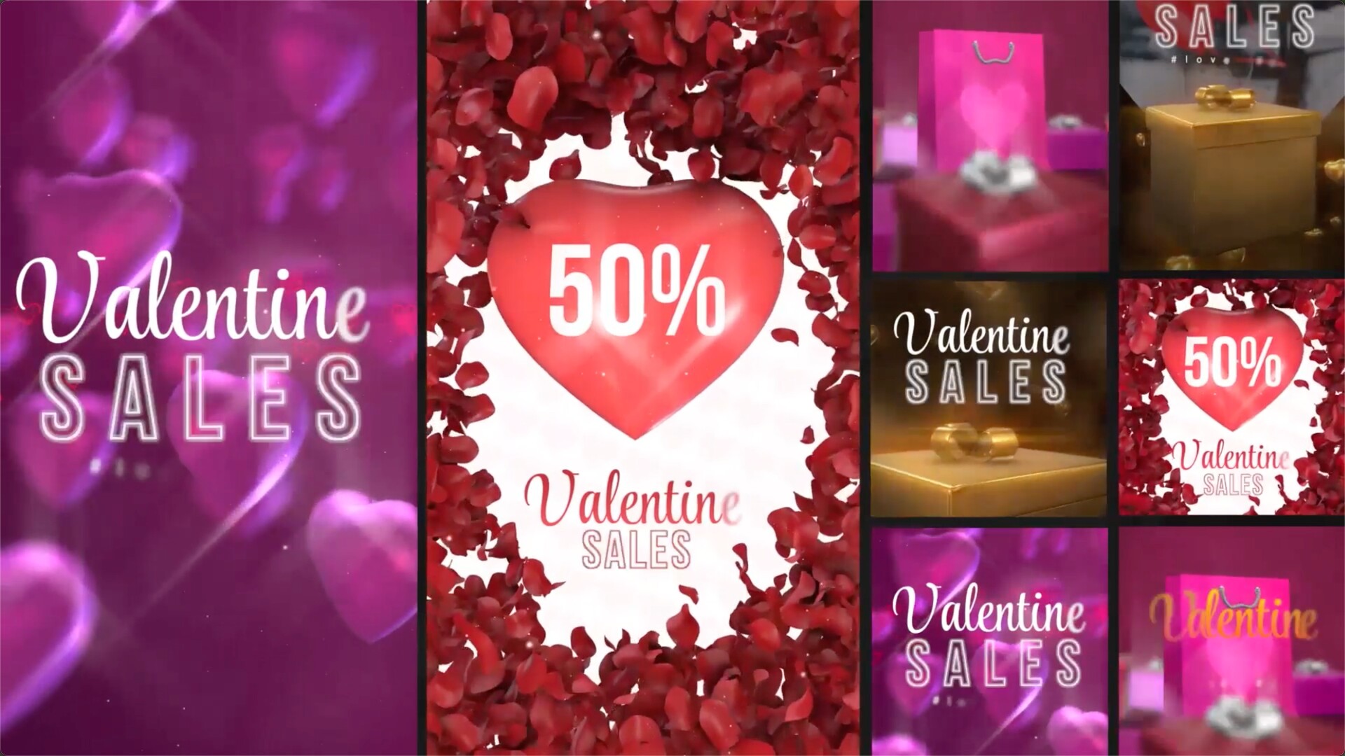 FCPX插件：婚礼爱情情人节动画销售模板 Valentine Stories Square