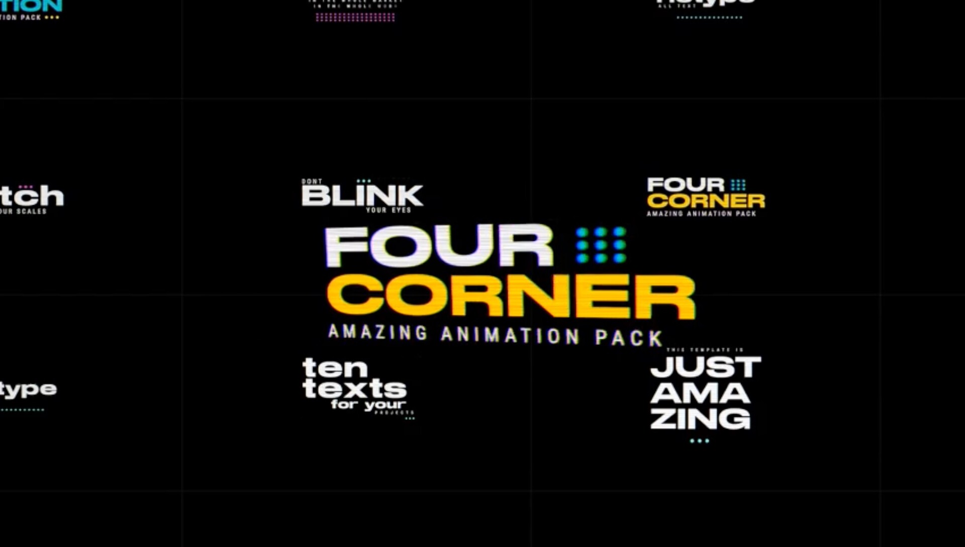 FCPX发生器：Four Corner Title Pack for fcpx(四角变形效果文字标题模版)