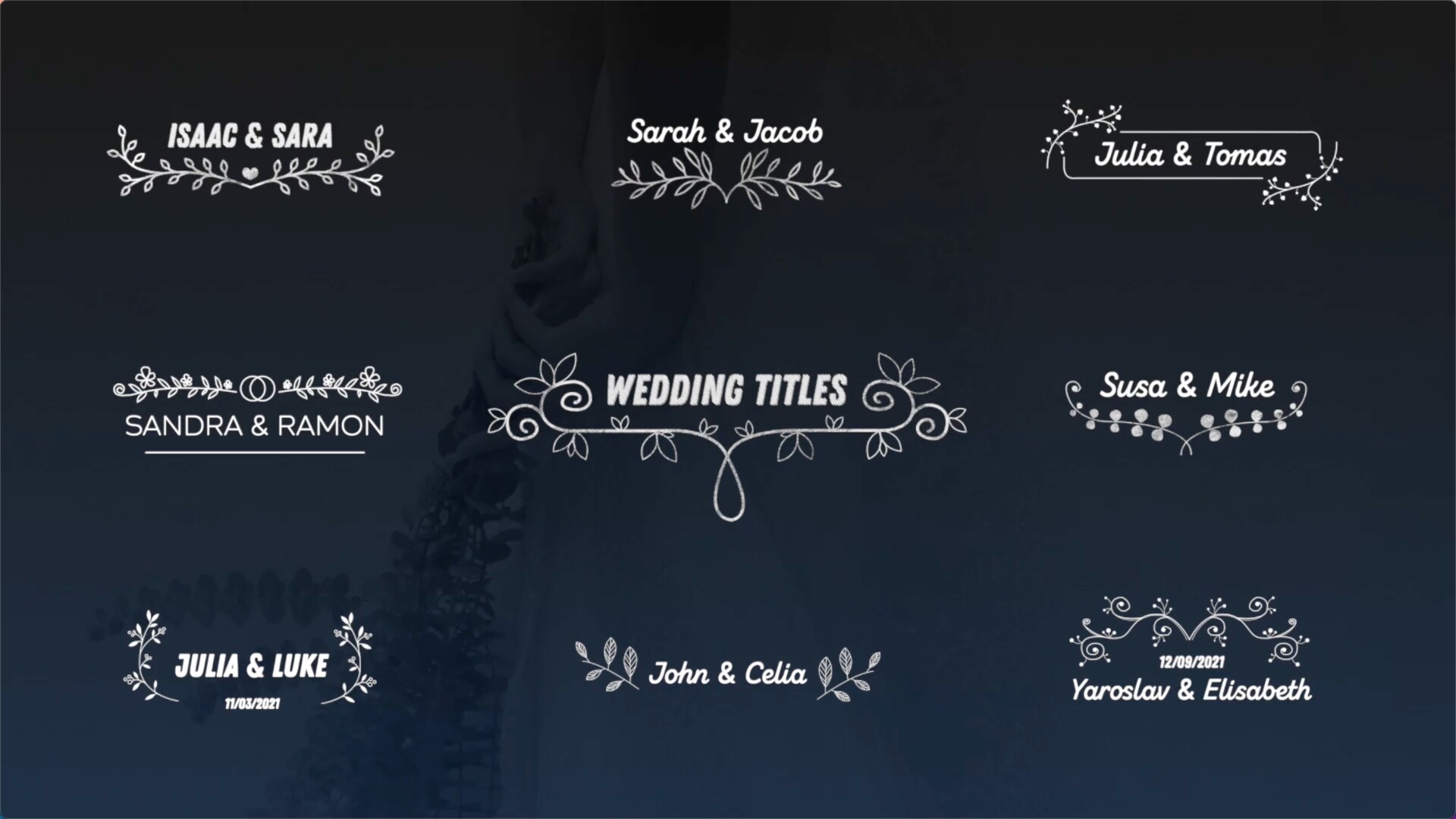 FCPX字幕Wedding Titles Pack for Mac(婚礼标题展示效果fcpx插件)