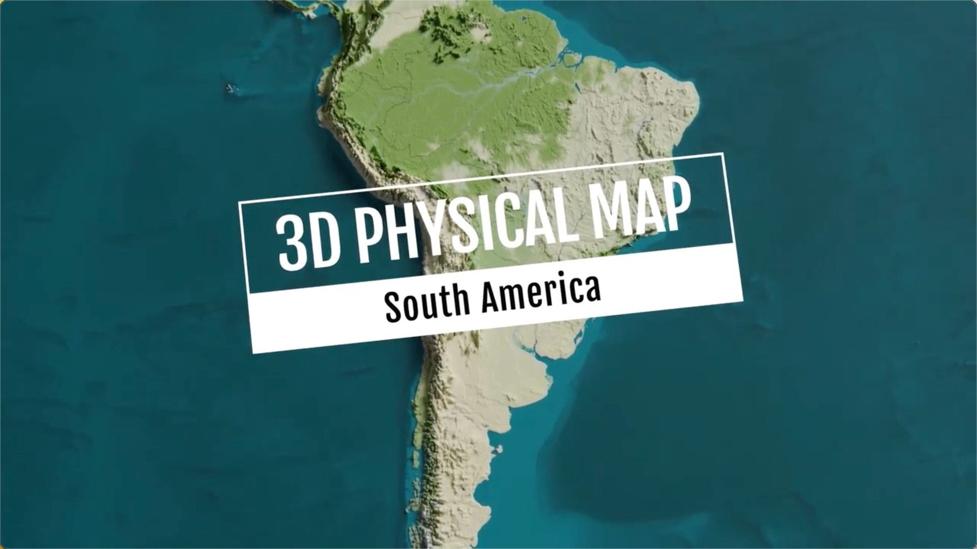 FCPX发生器：南美洲3D地图素材3D Physical Map South America