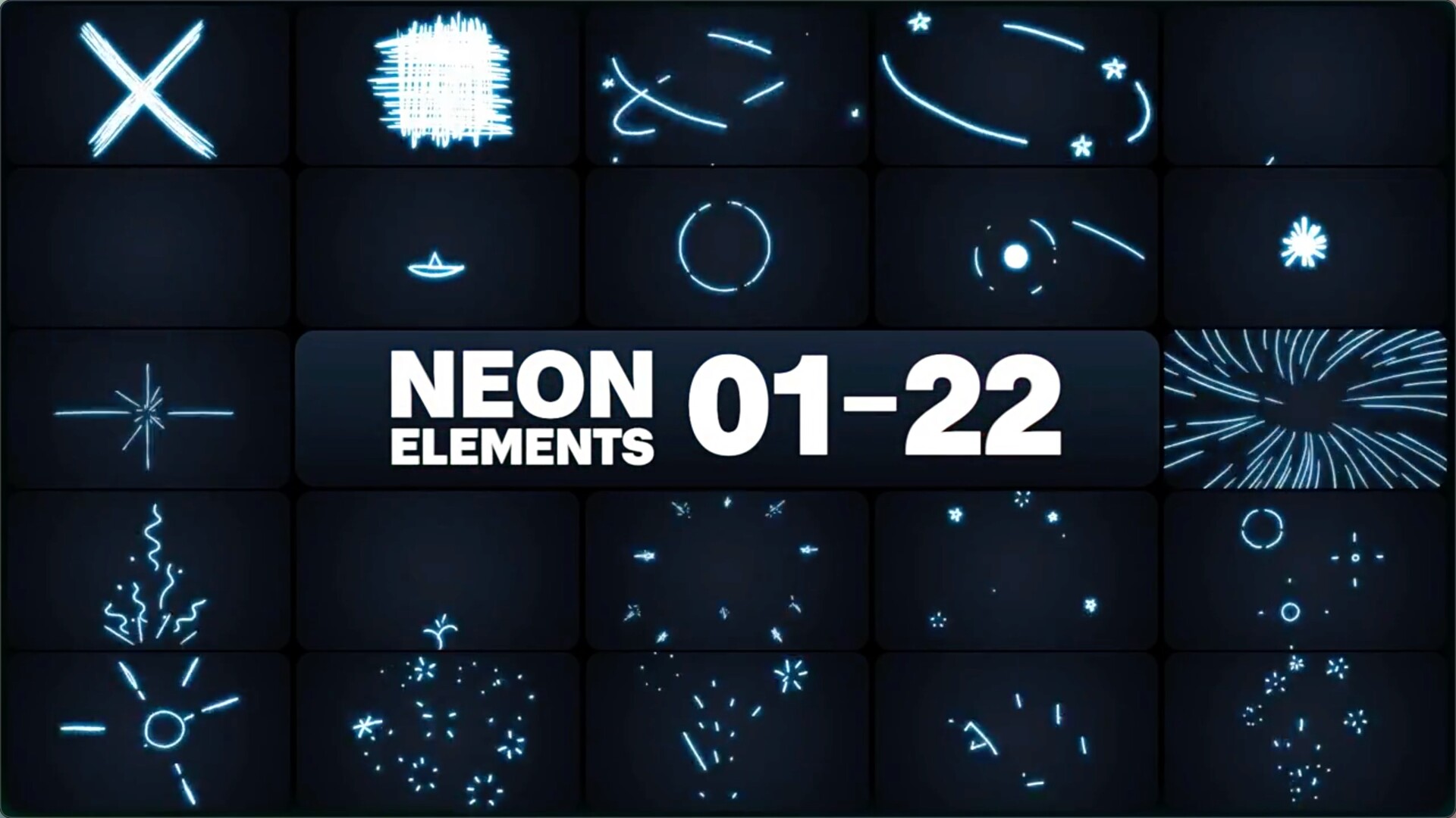 FCPX插件-22个霓虹发光动态图形动画元素 Neon Elements