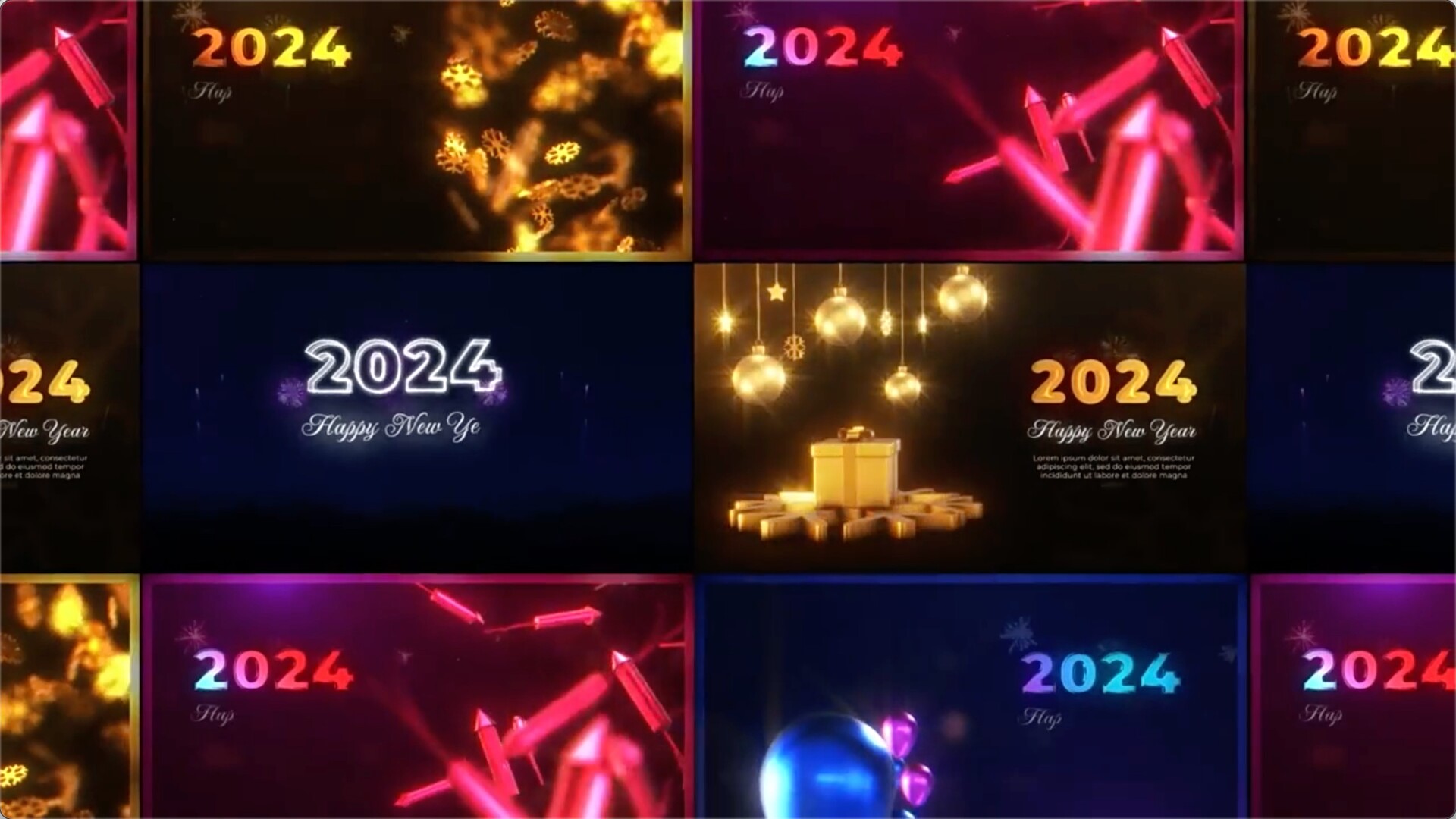 AE模板-2024新年快乐问候祝福展示动画 New Year Greetings Pack