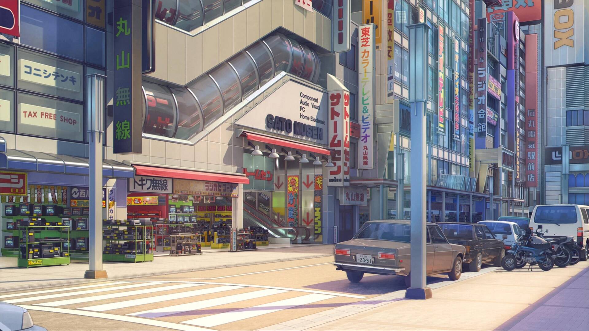 日本动漫城市街头Mac动态壁纸