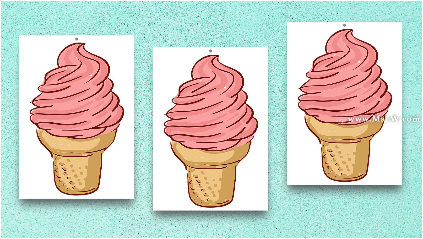 手绘冰淇淋蛋糕PNG免抠图logo背景素材