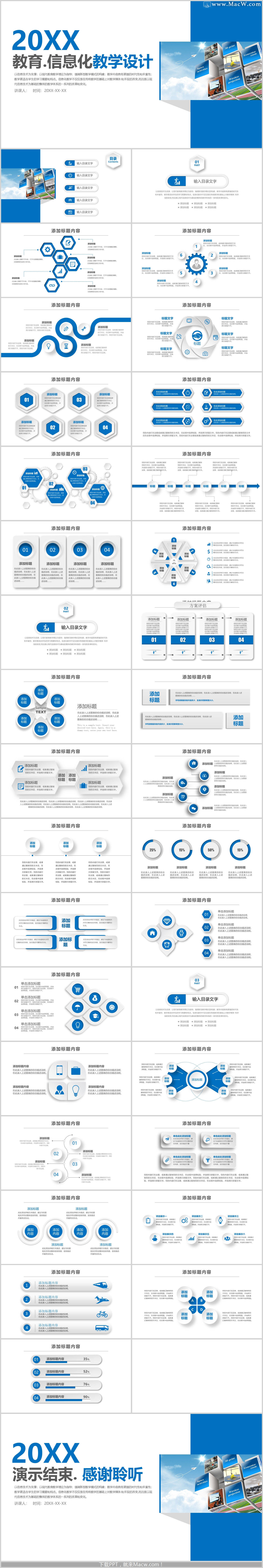 简约蓝色教育信息化教学设计PPT模板