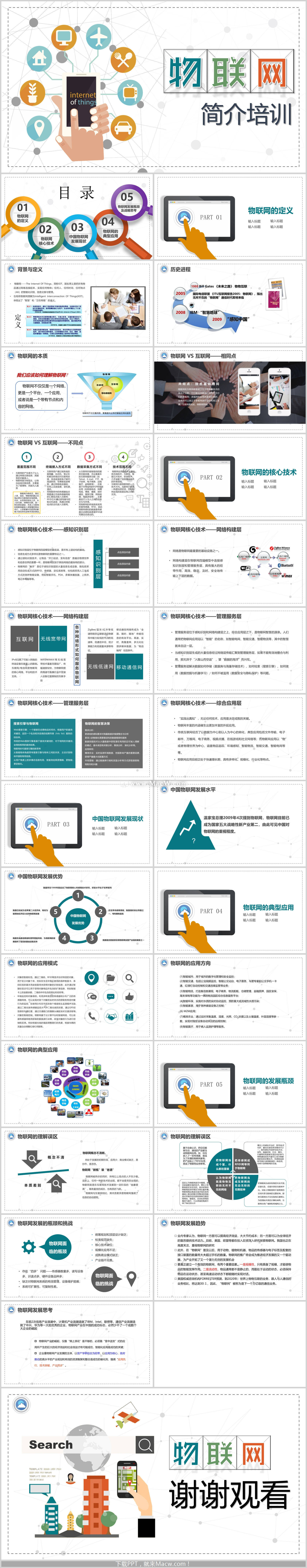 简洁大方的物联网简介培训PPT模板