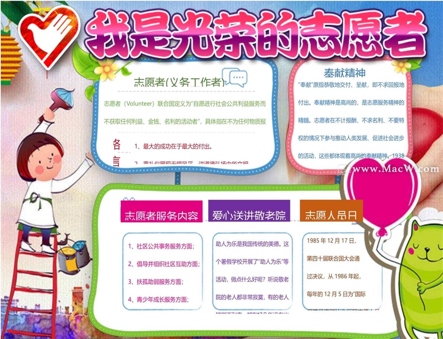 我是光荣的志愿者手抄报Word模板