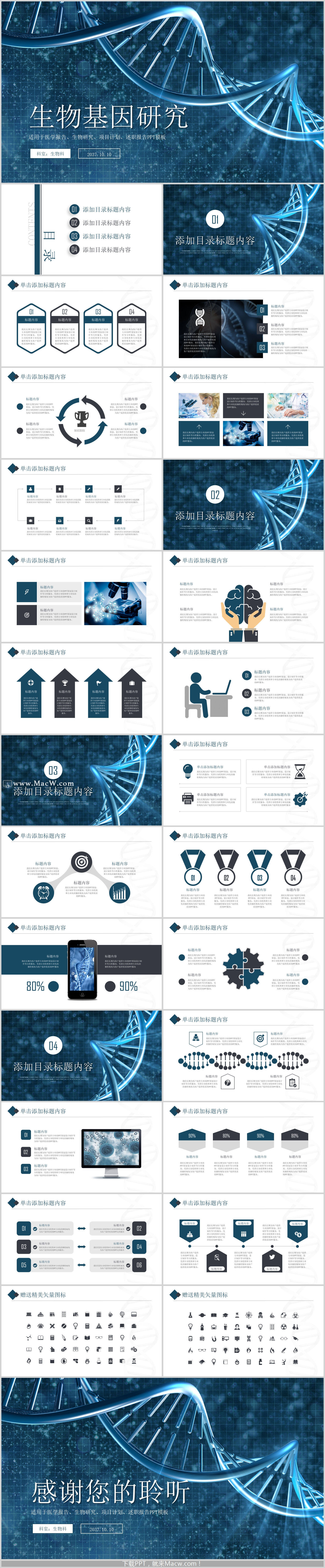生物基因研究动态PPT模板