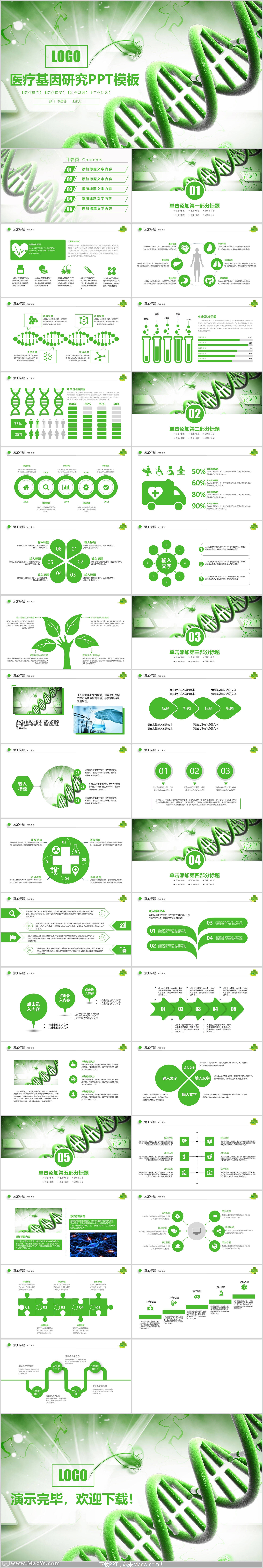 高端绿色医疗基因研究PPT模板