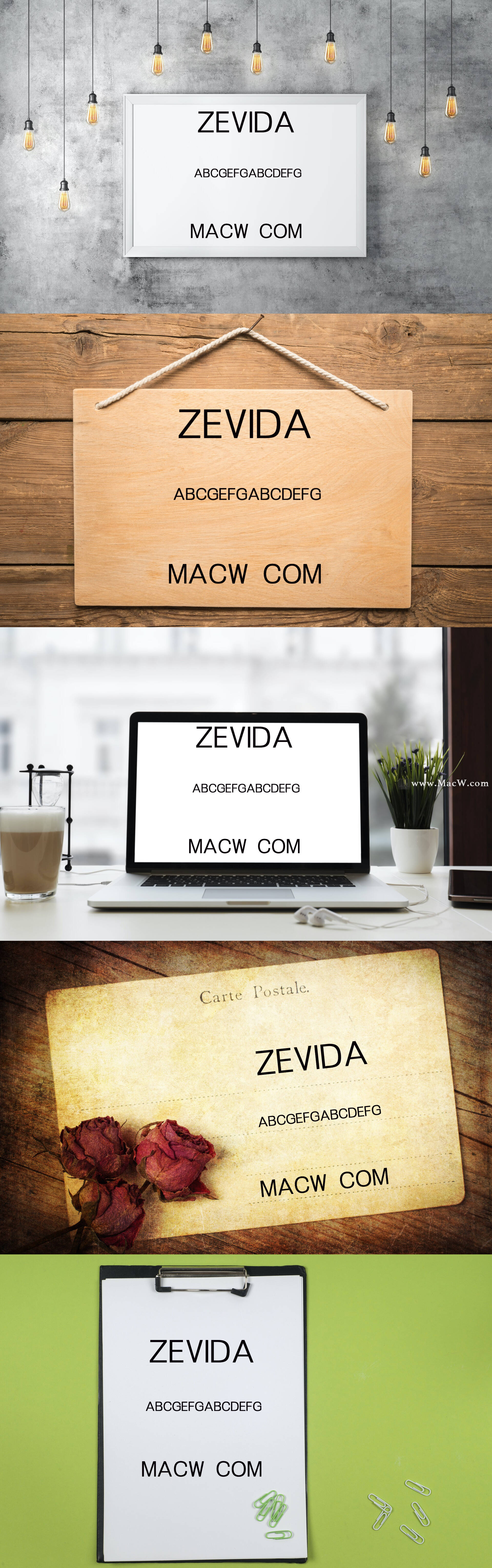英文标题设计字体Zevida