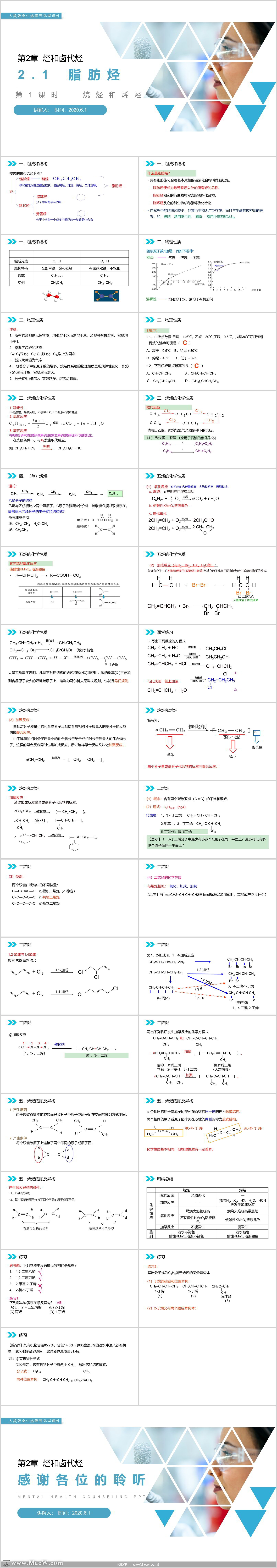 人教版高中化学选修五《脂肪烃》PPT课件