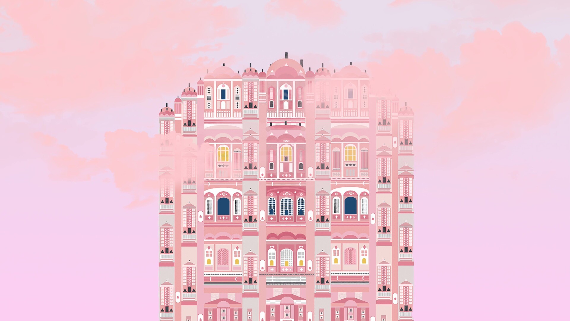 印度粉红城哈瓦玛哈尔斋浦尔宫殿高清壁纸