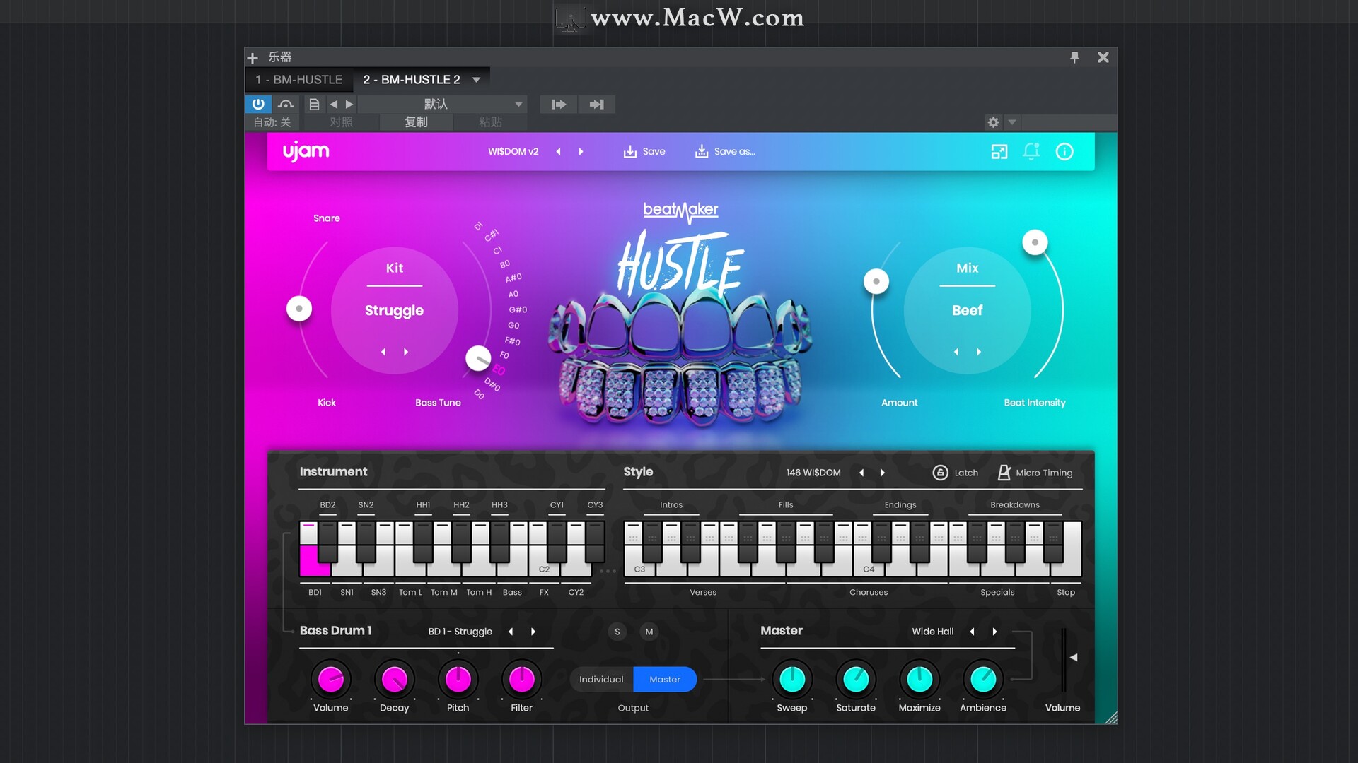 UJAM Beatmaker HUSTLE for mac(低音效果插件) 