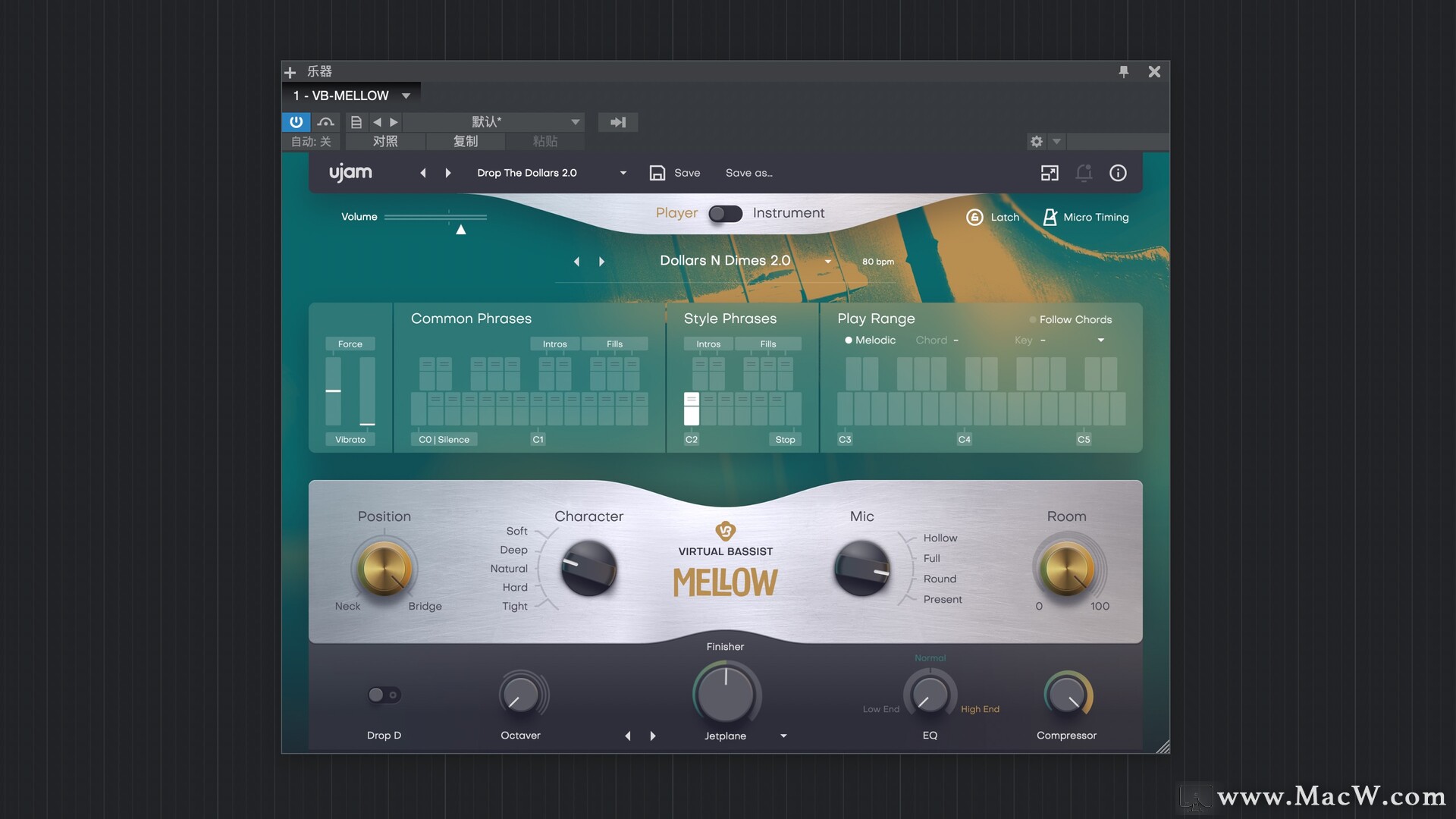 UJAM Virtual Bassist MELLOW for mac (低音提琴虚拟乐器插件)