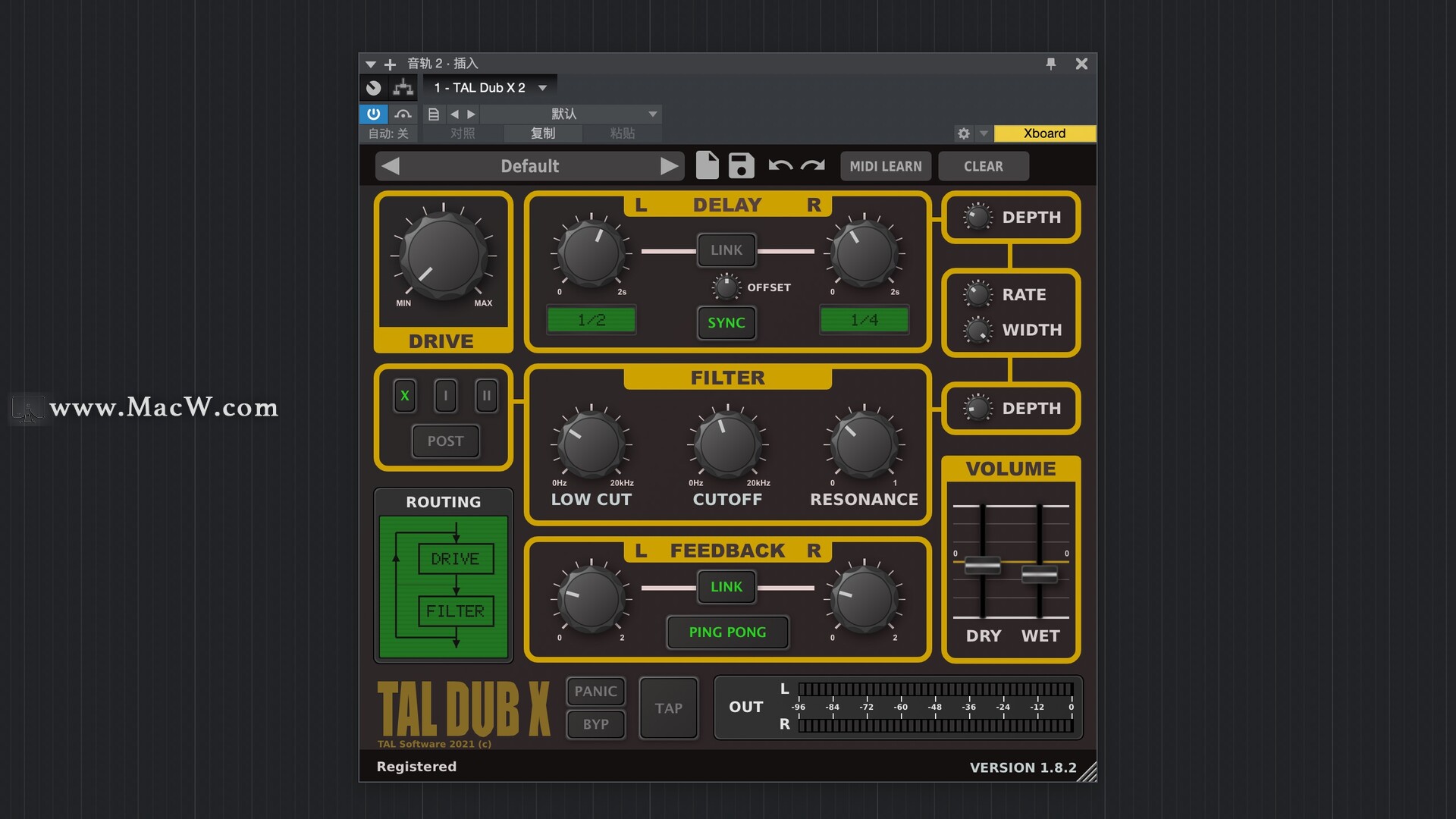 Togu Audio Line TAL-Dub-X for Mac(延迟效果插件)