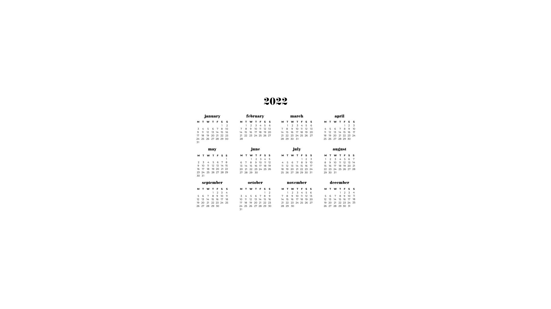 纯色背景2022 calendar日历Mac动态壁纸