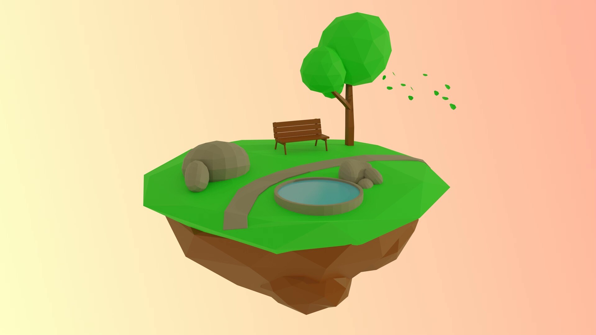 3D效果浮动公园Mac动态壁纸
