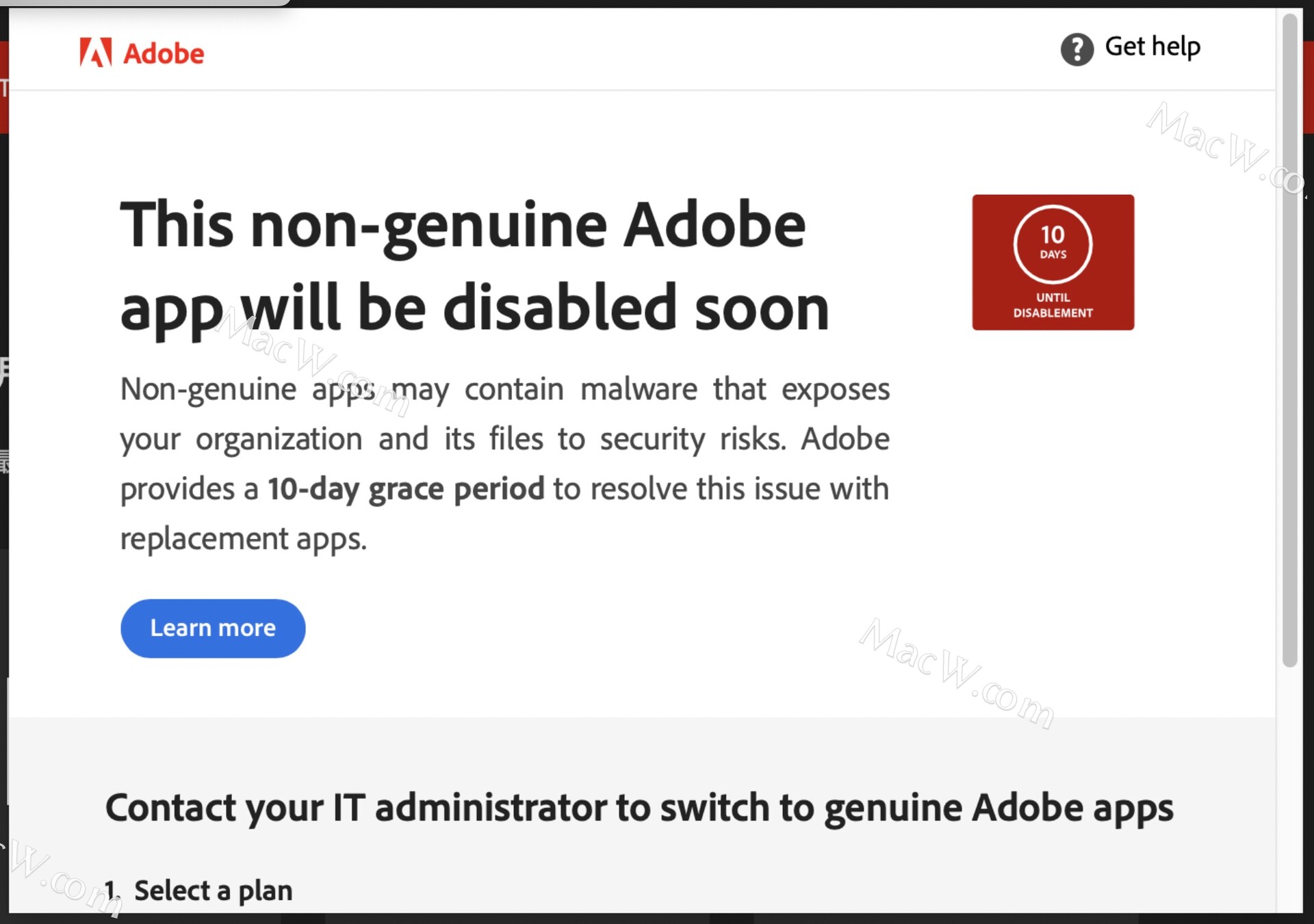 运行Adobe应用提示非正版This non-genuine Adobe app has been disabled soon如何解决